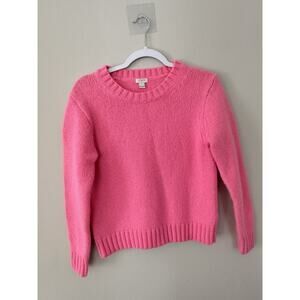 J Crew Fisherman Sweater Womens Large Barbie Pink Cable Knit Wool Blend 2222